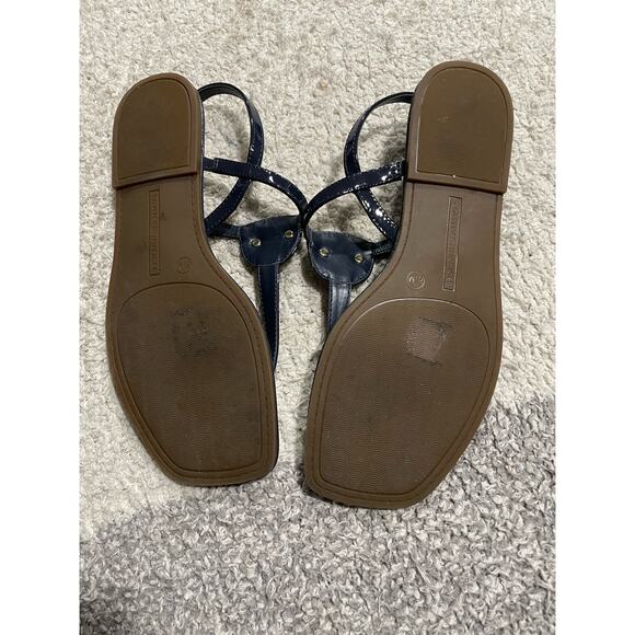 Tommy Hilfiger Womens Size 8.5 M Blue T-Strap TH Logo Sandals Thong Flats - Picture 8 of 10
